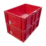 Gebruikte kunststof stapelbak, transportkrat 600x400x232mm (lxbxh) rood