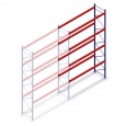 Gebruikte Meta palletstelling 5600x3600x1100 mm (hxbxd) - 4 niveaus aanbouwsectie