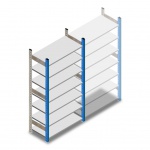 Gebruikte Schaefer R3000 legbordstelling 2000x970x460mm (hxbxd) 7 niveaus beginsectie