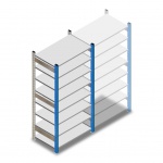 Gebruikte Schaefer R3000 legbordstelling 2280x970x600mm (hxbxd) 8 niveaus beginsectie