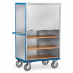 Kastwagen 750 kg 1000x650 met 5 etages aluminium plaat en jalouziedeur afsluitbaar