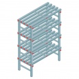 Kunststof stelling, rek 1450x1000x500, 4 niveaus