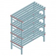 Kunststof stelling, rek 1450x1500x600, 4 niveaus
