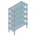 Kunststof stelling, rek 1850x1200x600, 5 niveaus