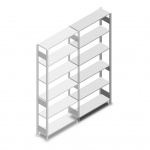 Legbordstelling Heavy Duty 2500x1000x300, 6 niveaus metaal verzinkt, 250 kg aanbouwsectie