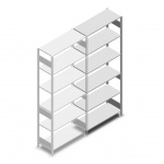 Legbordstelling Heavy Duty 2500x1000x400, 6 niveaus metaal verzinkt, 150 kg aanbouwsectie