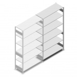 Legbordstelling Heavy Duty 2500x1300x500, 6 niveaus metaal verzinkt, 250 kg aanbouwsectie 