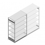 Legbordstelling Heavy Duty 2500x1300x800, 6 niveaus metaal verzinkt, 150 kg beginsectie