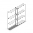 Legbordstelling Light Duty 2000x1000x300, 4 niveaus metaal verzinkt, 40 kg aanbouwsectie