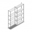 Legbordstelling Light Duty 2000x850x300, 5 niveaus metaal verzinkt, 60 kg aanbouwsectie