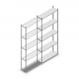 Legbordstelling Light Duty 2500x1000x300, 5 niveaus metaal verzinkt, 40 kg aanbouwsectie