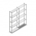 Legbordstelling Light Duty 2500x1000x300, 5 niveaus metaal verzinkt, 40 kg beginsectie