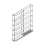 Legbordstelling Light Duty 2500x1000x300, 6 niveaus metaal verzinkt, 40 kg beginsectie
