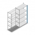 Legbordstelling Medium Duty 2000x1000x500, 5 niveaus metaal blauw, 70 kg aanbouwsectie