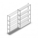 Legbordstelling Medium Duty 2000x1300x300 (hxbxd) 5 niveaus metaal verzinkt 50 kg aanbouwsectie