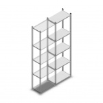 Legbordstelling Medium Duty 2000x550x300, 5 niveaus metaal verzinkt, 120 kg aanbouwsectie