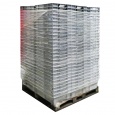 Palletaanbieding 54 gebruikte nestbare kunststof stapelbak, transportkrat geperforeerd 600x400x200mm (lxbxh) grijs