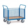 Plateauwagen, transportwagen 500 kg met 4 gaaswanden 850x500