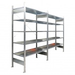 Voordeelrij deels gebruikte legbordstelling Heavy Duty 2200x5200x500mm (hxbxd) 4 secties 5 niveaus 150 kg