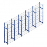 Voordeelrij gebruikte Bosal legbordstelling Blauw/verzinkt 2300x5000x500 6niveaus - 5 secties Gebruikt
