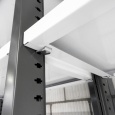 Voordeelrij gebruikte Bruynzeel legbordstelling 2630x4530x375mm (hxbxd) 6 secties 7 niveaus