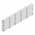 Voordeelrij gebruikte Dexion HI280 legbordstelling Verzinkt 3000x6700x400mm (hxbxd) 5 secties 7 niveaus