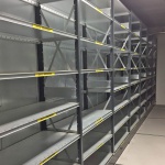 Voordeelrij gebruikte Dexion HI280 legbordstelling Verzinkt 3000x6700x400mm (hxbxd) 5 secties 7 niveaus