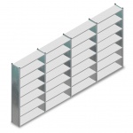 Voordeelrij gebruikte legbordstelling MD 2130x4000x300mm (hxbxd) - 4 secties 7 niveaus