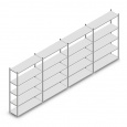 Voordeelrij gebruikte legbordstelling Medium Duty 2000x5260x400 (hxbxd) 4 secties 5 niveaus verzinkt 