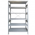 Voordeelrij gebruikte legbordstelling Meta 2300x6680x600mm (hxbxd) 5 secties 6 niveaus