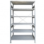 Voordeelrij gebruikte legbordstelling Meta 3000x5350x600mm (hxbxd) 4 secties 8 niveaus