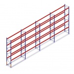 Voordeelrij gebruikte Mecalux palletstelling 6000x11200x1100mm (hxbxd) - 4 secties 4 niveaus
