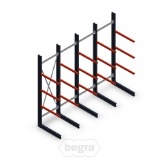 Voordeelrij zware draagarmstelling enkelzijdig 4000x4890 mm (hxb) armlengte 1200 mm - 3 niveaus Voordeelrij zware draagarmstelling enkelzijdig 4000x4890 mm (hxb) armlengte 1200 mm - 3 niveaus
