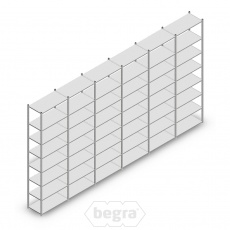 Voordeelrij deels gebruikte MD legbordstelling verzinkt 3000x7800x400mm (hxbxd) 6 secties 8 niveaus Voordeelrij deels gebruikte MD legbordstelling verzinkt 3000x7800x400mm (hxbxd) 6 secties 8 niveaus