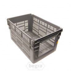 Gebruikte stapelbare, nestbare bak, krat 600x400x310 mm (lxbxh) grijs Gebruikte stapelbare, nestbare bak, krat 600x400x310 mm (lxbxh) grijs