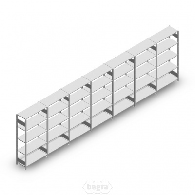 Voordeelrij Legbordstelling Heavy Duty 2000x7000x400 (hxbxd) 5 niveaus metaal verzinkt 150 kg Voordeelrij Legbordstelling Heavy Duty 2000x7000x400 (hxbxd) 5 niveaus metaal verzinkt 150 kg