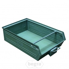Gebruikte metalen stapelbak, magazijnbak Schaeffer 450x320x145 mm (lxbxh) groen Gebruikte metalen stapelbak, magazijnbak Schaeffer 450x320x145 mm (lxbxh) groen
