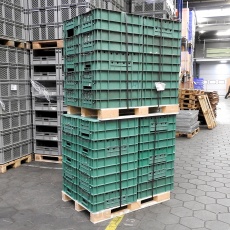Palletaanbieding 20 gebruikte grijpbakken, stapelkratten 600x400x220 mm (lxbxh) groen Palletaanbieding 20 gebruikte grijpbakken, stapelkratten 600x400x220 mm (lxbxh) groen
