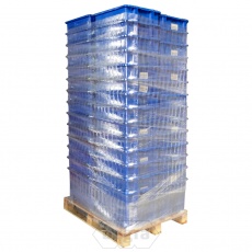 Palletaanbieding 56x gebruikte kunststof mand, stapelmand, stapelbak 620x500x410 mm (lxbxh) blauw Palletaanbieding 56x gebruikte kunststof mand, stapelmand, stapelbak 620x500x410 mm (lxbxh) blauw