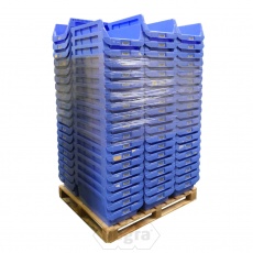 Palletaanbieding 95 gebruikte stapelbare magazijnbakken SSI Schaefer 630x395x300 mm (lxbxh) blauw