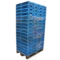 Palletaanbieding 96 gebruikte kunststof stapelbakken, kratten 400x300x150 mm (lxbxh) lichtblauw Palletaanbieding 96 gebruikte kunststof stapelbakken, kratten 400x300x150 mm (lxbxh) lichtblauw