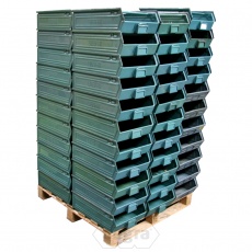 Palletaanbieding 48x metalen stapelbak, magazijnbak Schaeffer type 14/7-2 H1 450x320x145 mm (lxbxh) groen Palletaanbieding 48x metalen stapelbak, magazijnbak Schaeffer type 14/7-2 H1 450x320x145 mm (lxbxh) groen
