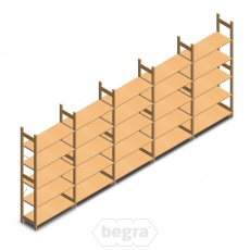 Voordeelrij houten legbordstelling BT Euro 2100x5030x400 mm (hxbxd) - 5 secties/5 niveaus Voordeelrij houten legbordstelling BT Euro 2100x5030x400 mm (hxbxd) - 5 secties/5 niveaus
