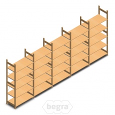 Voordeelrij houten legbordstelling BT Euro 2100x5030x500 mm (hxbxd) - 5 secties/5 niveaus Voordeelrij houten legbordstelling BT Euro 2100x5030x500 mm (hxbxd) - 5 secties/5 niveaus
