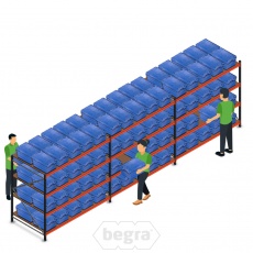 Voordeelrij bakkenkast AR 2000x6958x1200 mm (hxbxd) met 120 distributiebakken Voordeelrij bakkenkast AR 2000x6958x1200 mm (hxbxd) met 120 distributiebakken