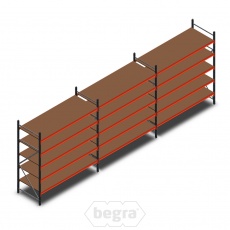 Voordeelrij deels gebruikte AR grootvakstelling 2500x6970x1000 mm (hxbxd) - 3 secties 5 niveaus Voordeelrij deels gebruikte AR grootvakstelling 2500x6970x1000 mm (hxbxd) - 3 secties 5 niveaus