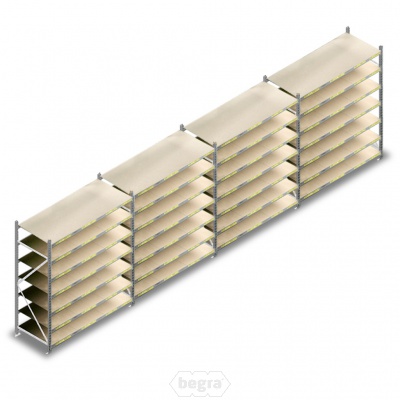 Voordeelrij deels gebruikte grootvakstelling Meta 2500x7435x800mm (hxbxd) verzinkt - 4 secties 7 niveaus Voordeelrij deels gebruikte grootvakstelling Meta 2500x7435x800mm (hxbxd) verzinkt - 4 secties 7 niveaus