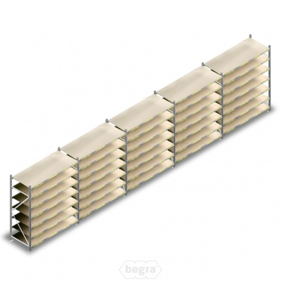 Voordeelrij deels gebruikte grootvakstelling Meta 2500x9280x800mm (hxbxd) verzinkt - 5 secties 7 niveaus Voordeelrij deels gebruikte grootvakstelling Meta 2500x9280x800mm (hxbxd) verzinkt - 5 secties 7 niveaus