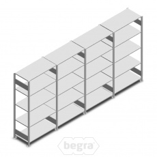 Voordeelrij deels gebruikte legbordstelling Heavy Duty 2200x5200x500mm (hxbxd) 4 secties 5 niveaus 150 kg Voordeelrij deels gebruikte legbordstelling Heavy Duty 2200x5200x500mm (hxbxd) 4 secties 5 niveaus 150 kg