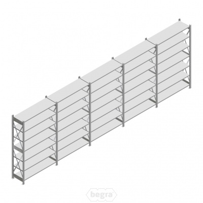Voordeelrij gebruikte Dexion HI280 legbordstelling Verzinkt 3000x6700x400mm (hxbxd) 5 secties 7 niveaus